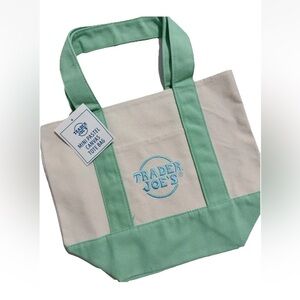 Trader Joe's Pastel Mini Canvas Mint Green Tote Bag 2025 Limited Edition NWT